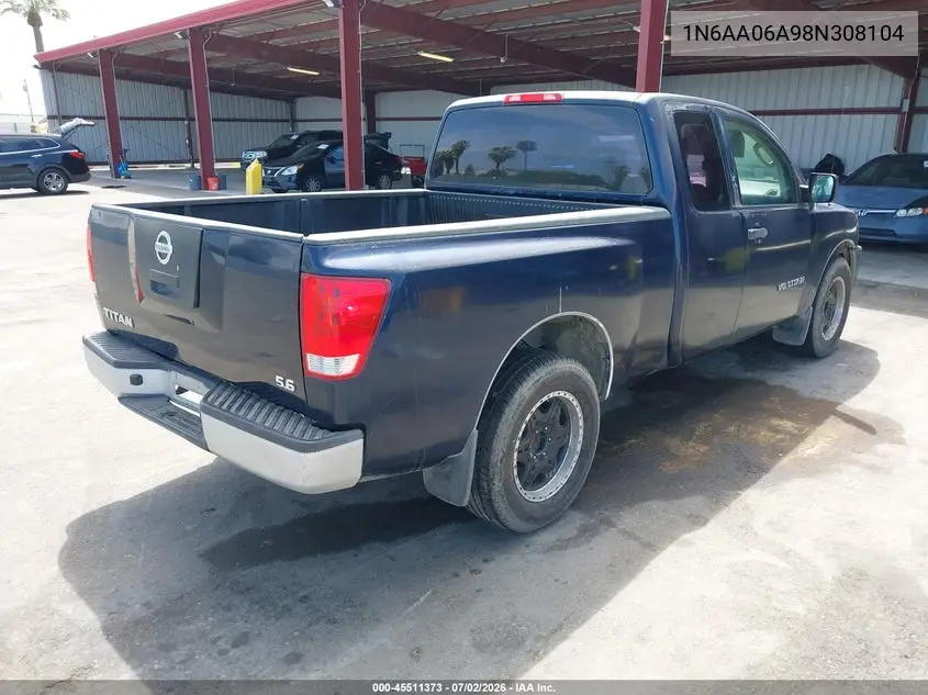 2008 Nissan Titan Xe VIN: 1N6AA06A98N308104 Lot: 45511373