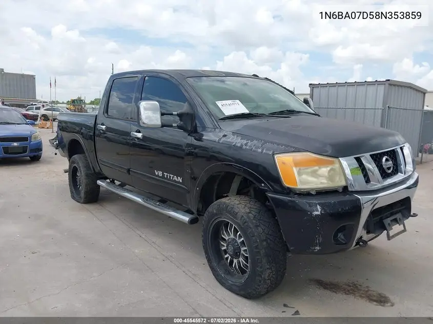 2008 Nissan Titan Se VIN: 1N6BA07D58N353859 Lot: 45545572