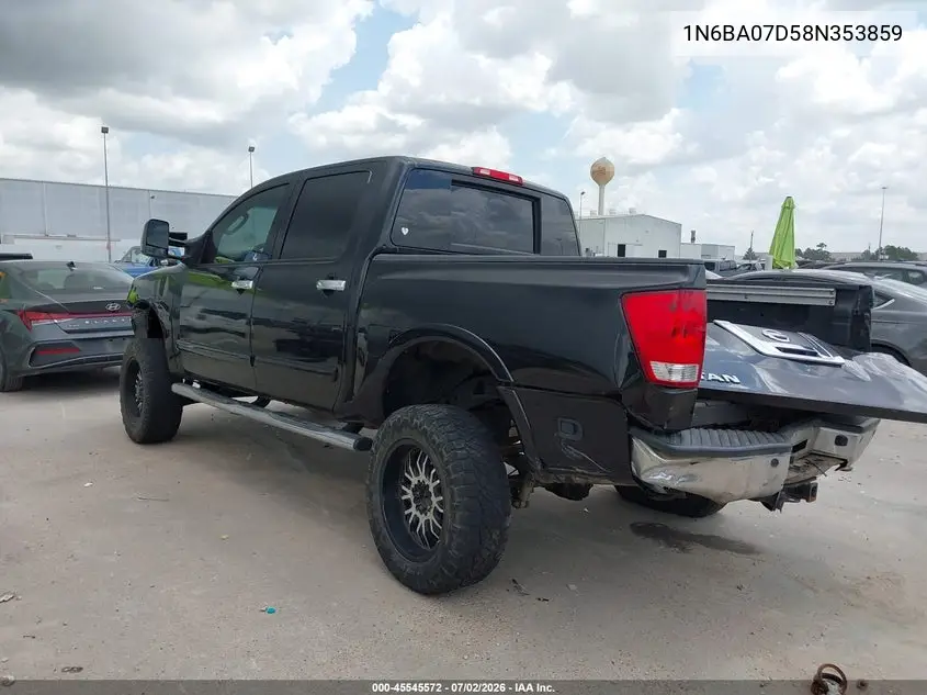 2008 Nissan Titan Se VIN: 1N6BA07D58N353859 Lot: 45545572