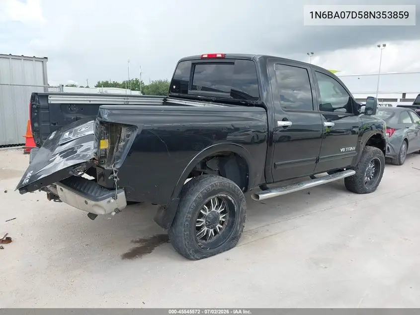 2008 Nissan Titan Se VIN: 1N6BA07D58N353859 Lot: 45545572