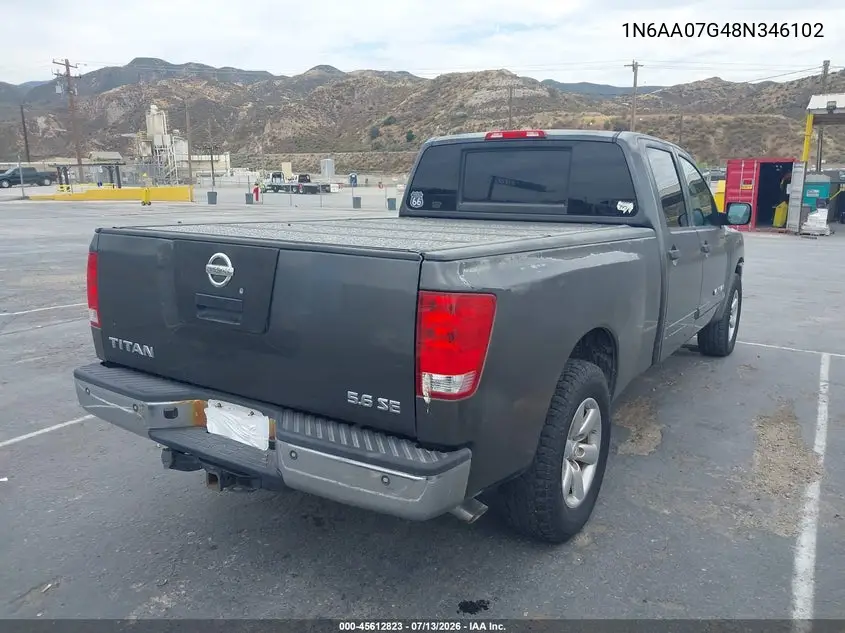 2008 Nissan Titan Xe VIN: 1N6AA07G48N346102 Lot: 45612823