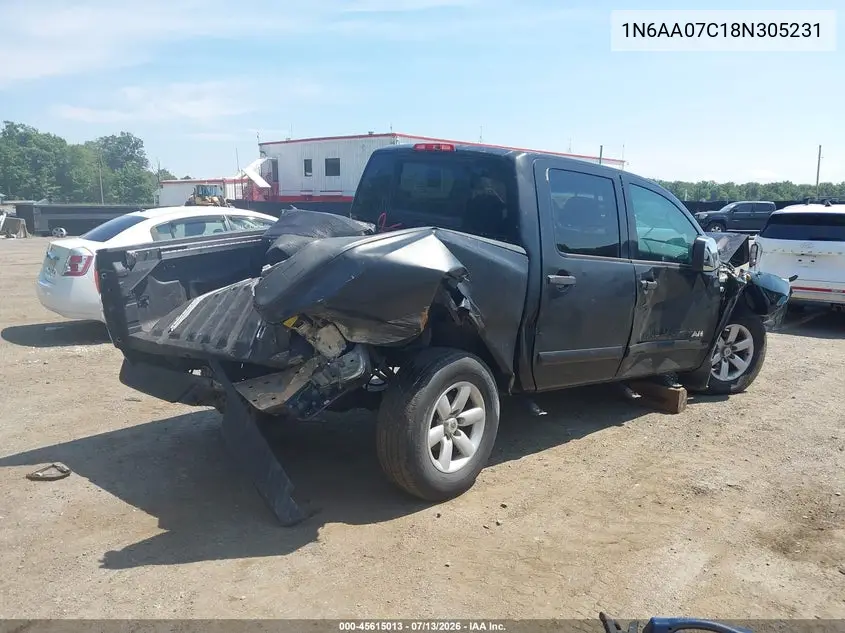2008 Nissan Titan Se VIN: 1N6AA07C18N305231 Lot: 45615013