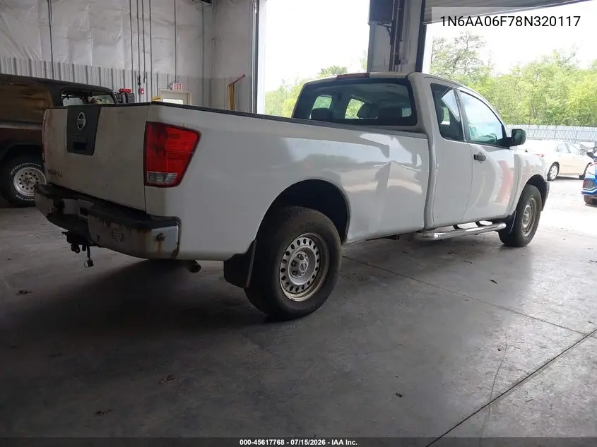 2008 Nissan Titan Xe VIN: 1N6AA06F78N320117 Lot: 45617768