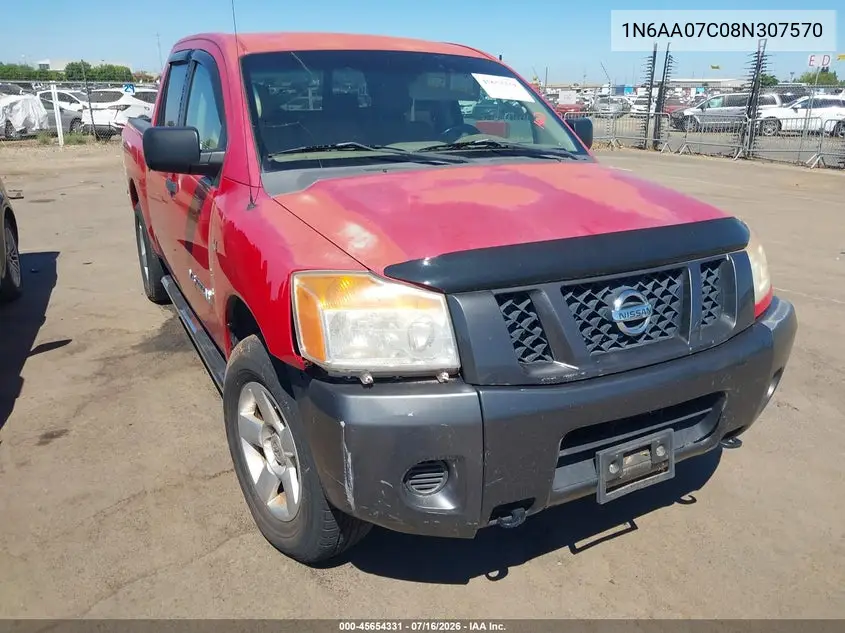 2008 Nissan Titan Xe VIN: 1N6AA07C08N307570 Lot: 45654331