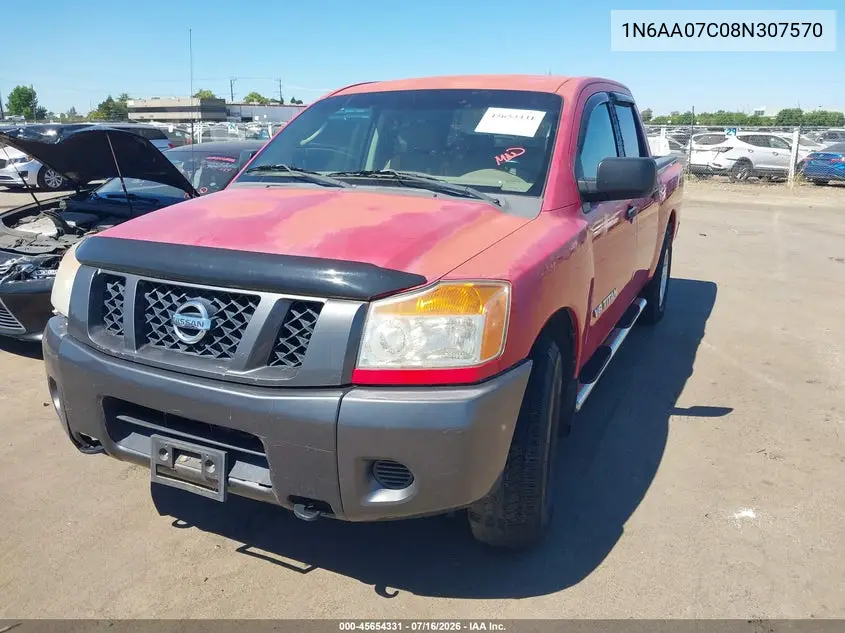 2008 Nissan Titan Xe VIN: 1N6AA07C08N307570 Lot: 45654331