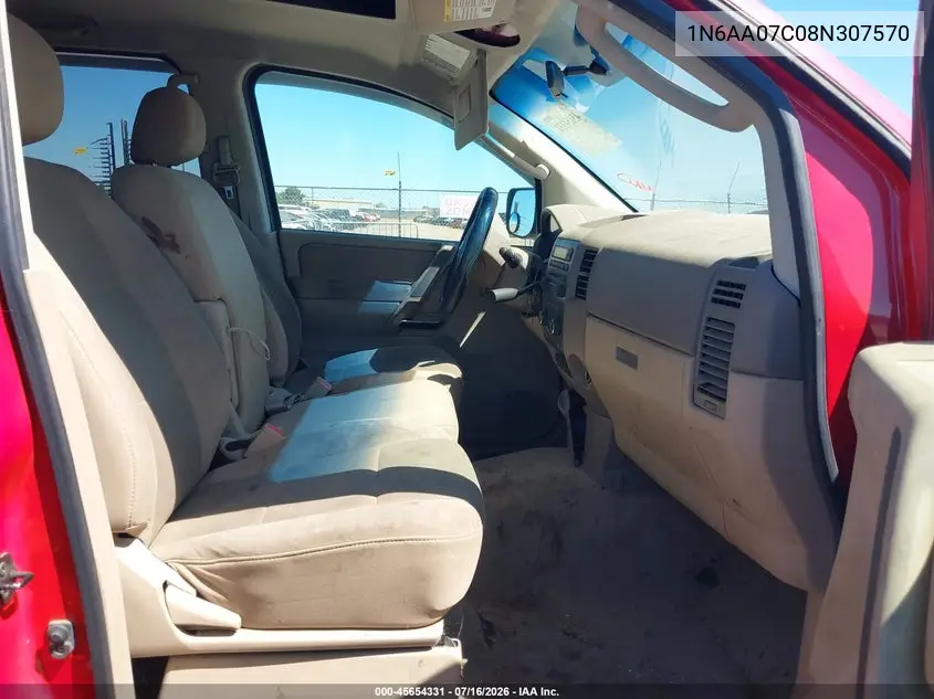 2008 Nissan Titan Xe VIN: 1N6AA07C08N307570 Lot: 45654331