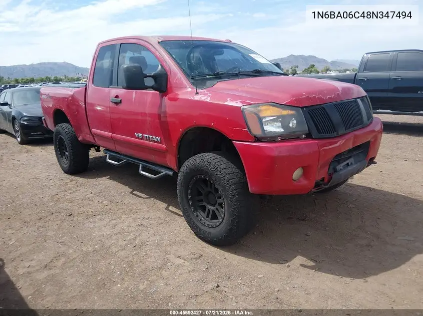 2008 Nissan Titan Le/Pro-4X/Se VIN: 1N6BA06C48N347494 Lot: 45692427
