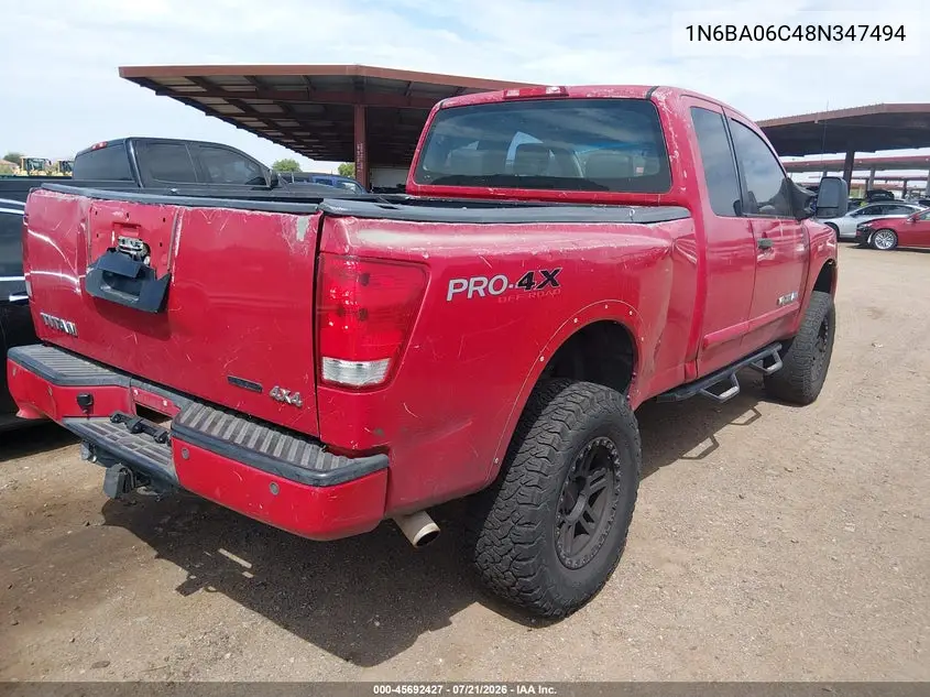2008 Nissan Titan Le/Pro-4X/Se VIN: 1N6BA06C48N347494 Lot: 45692427