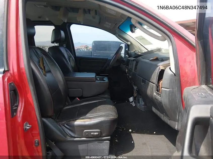 2008 Nissan Titan Le/Pro-4X/Se VIN: 1N6BA06C48N347494 Lot: 45692427