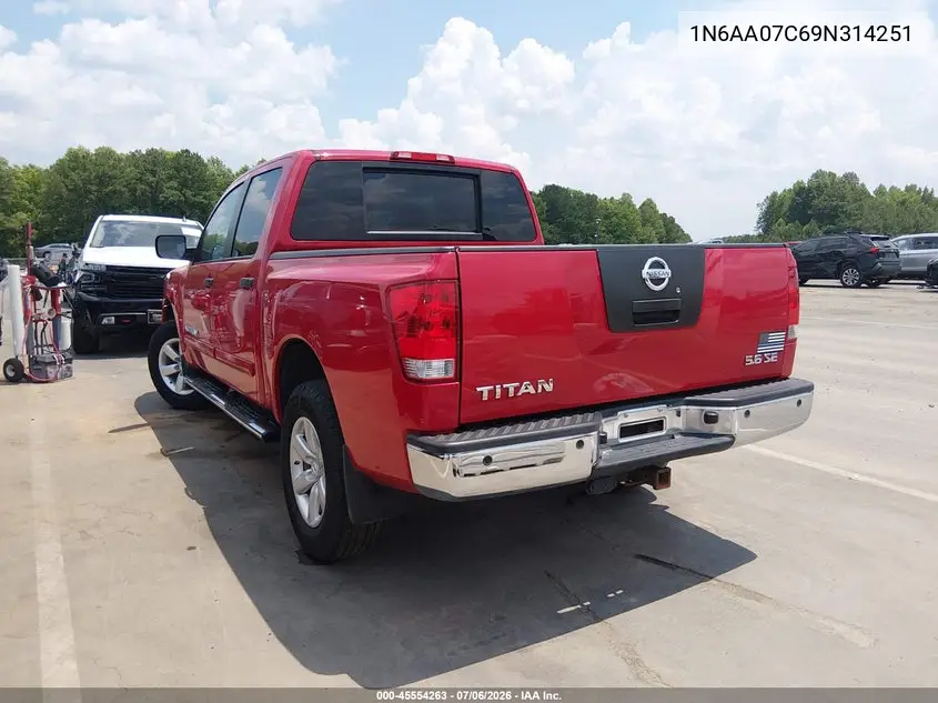 2009 Nissan Titan Se VIN: 1N6AA07C69N314251 Lot: 45554263