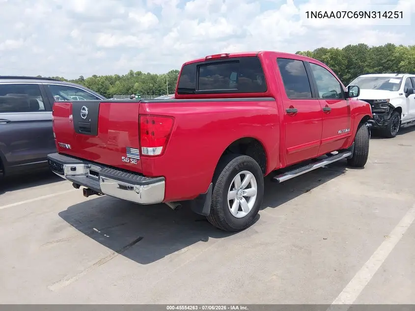 2009 Nissan Titan Se VIN: 1N6AA07C69N314251 Lot: 45554263