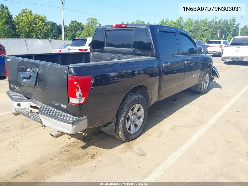 2009 Nissan Titan Xe VIN: 1N6BA07D79N303031 Lot: 45581461