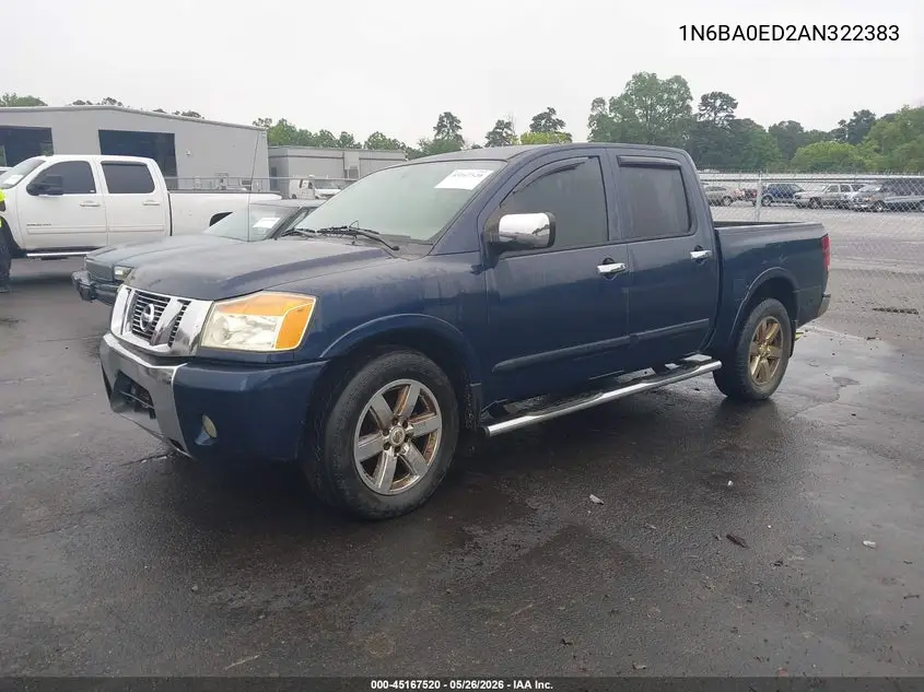 2010 Nissan Titan Se VIN: 1N6BA0ED2AN322383 Lot: 45167520