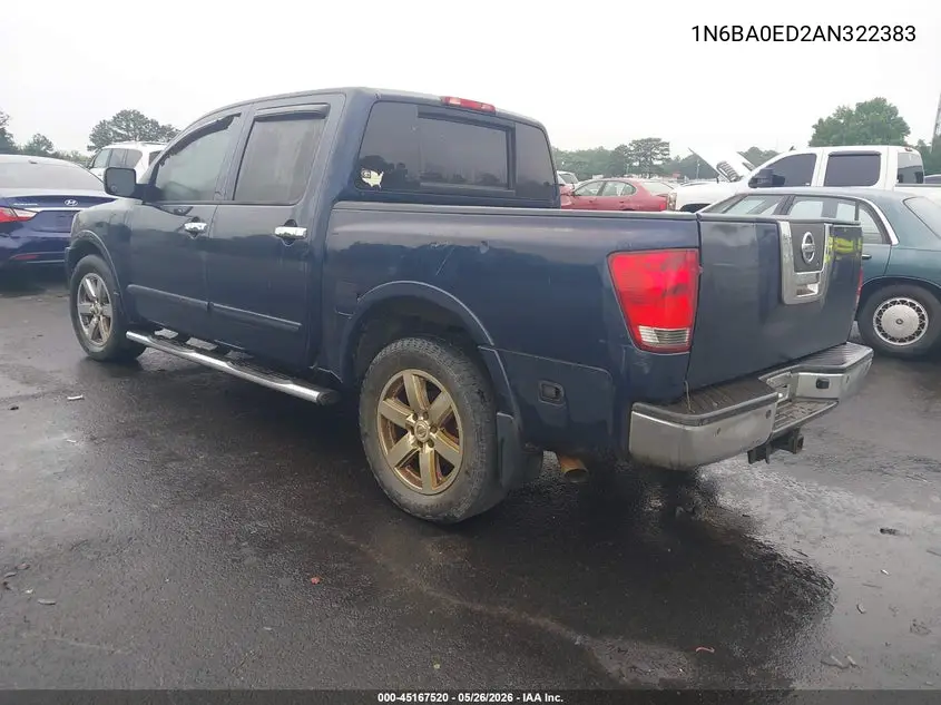2010 Nissan Titan Se VIN: 1N6BA0ED2AN322383 Lot: 45167520