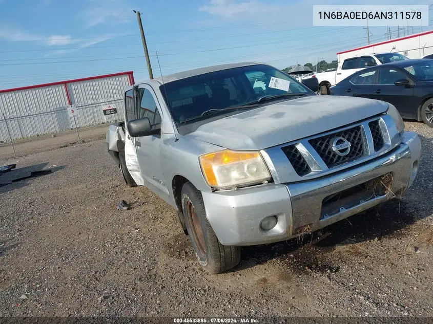 2010 Nissan Titan Se VIN: 1N6BA0ED6AN311578 Lot: 45533895