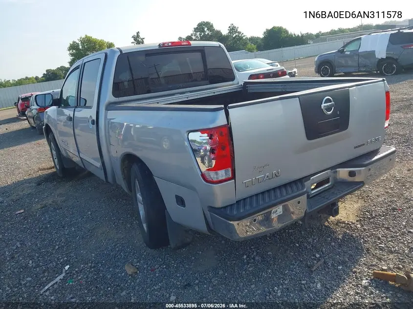 2010 Nissan Titan Se VIN: 1N6BA0ED6AN311578 Lot: 45533895