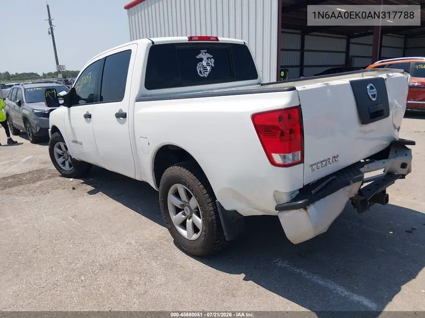 2010 Nissan Titan Xe VIN: 1N6AA0EK0AN317788 Lot: 45680051