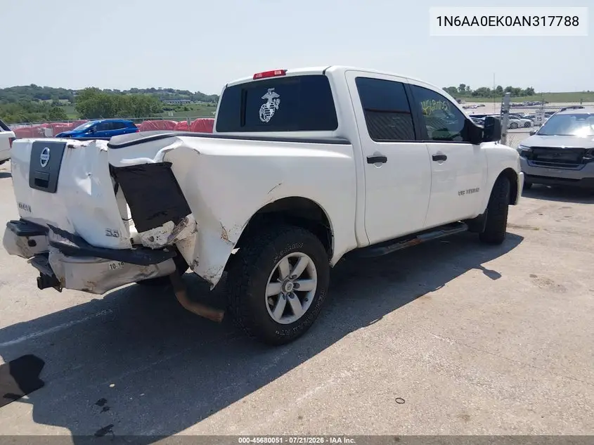 2010 Nissan Titan Xe VIN: 1N6AA0EK0AN317788 Lot: 45680051