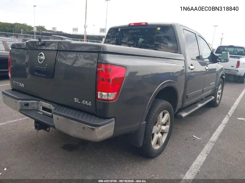 1N6AA0EC0BN318840 2011 Nissan Titan Sl