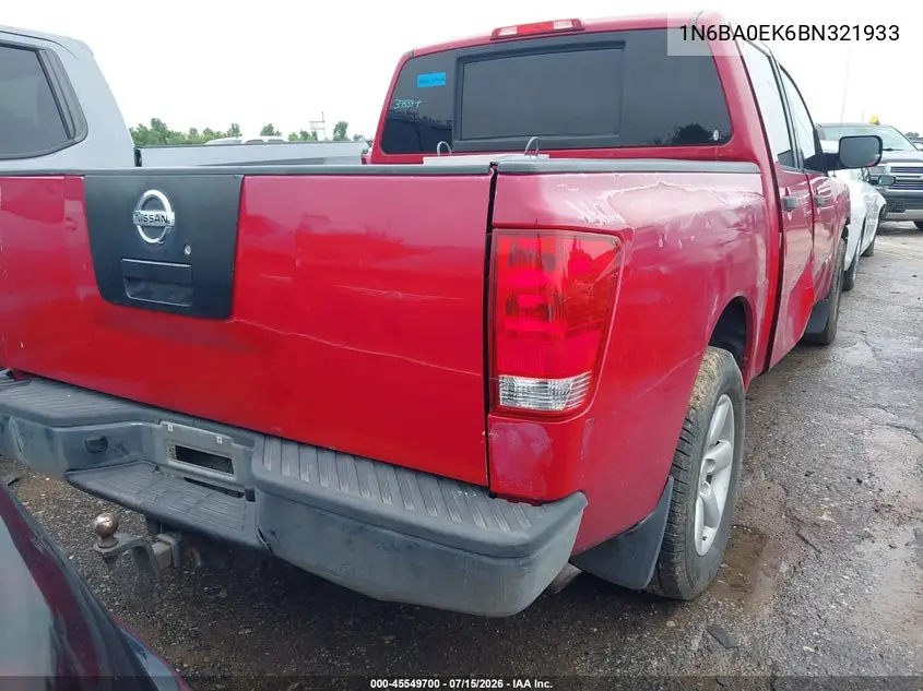 2011 Nissan Titan S VIN: 1N6BA0EK6BN321933 Lot: 45549700