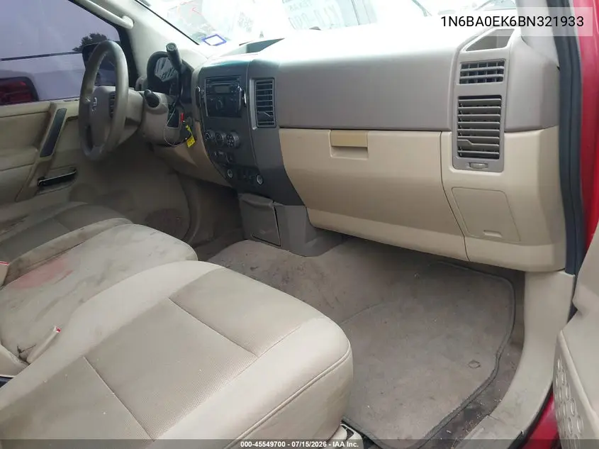2011 Nissan Titan S VIN: 1N6BA0EK6BN321933 Lot: 45549700
