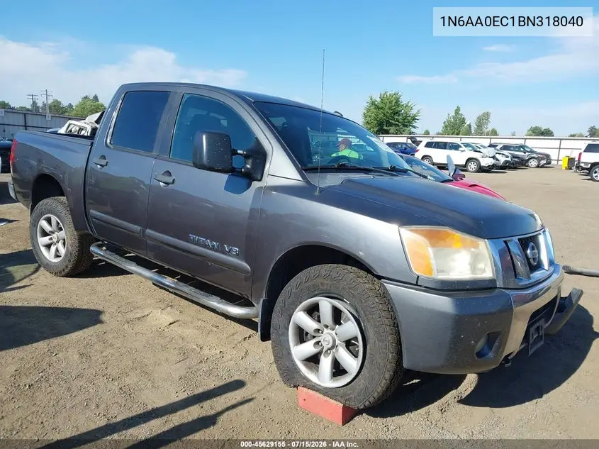 2011 Nissan Titan Sv VIN: 1N6AA0EC1BN318040 Lot: 45629155