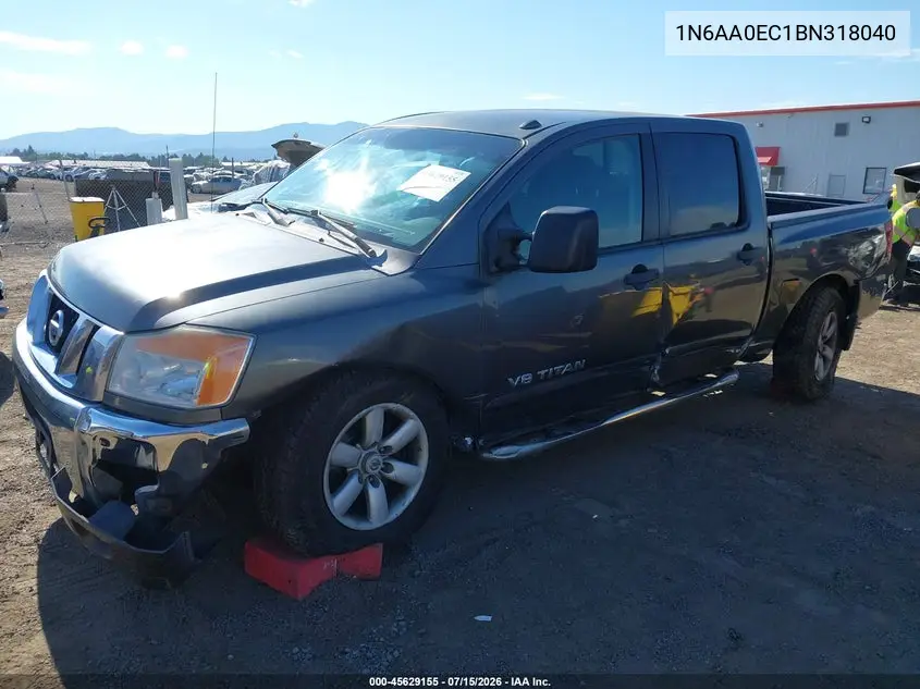 2011 Nissan Titan Sv VIN: 1N6AA0EC1BN318040 Lot: 45629155