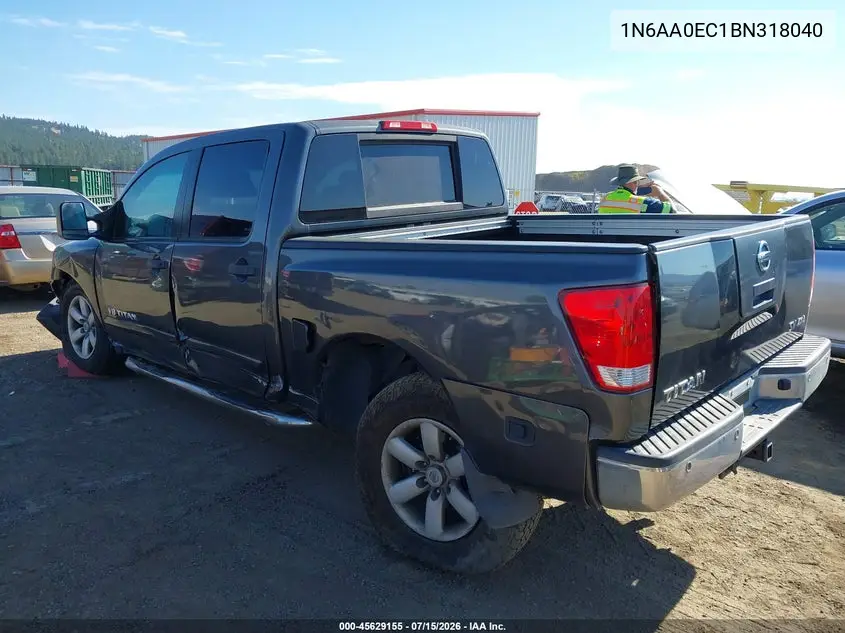 2011 Nissan Titan Sv VIN: 1N6AA0EC1BN318040 Lot: 45629155