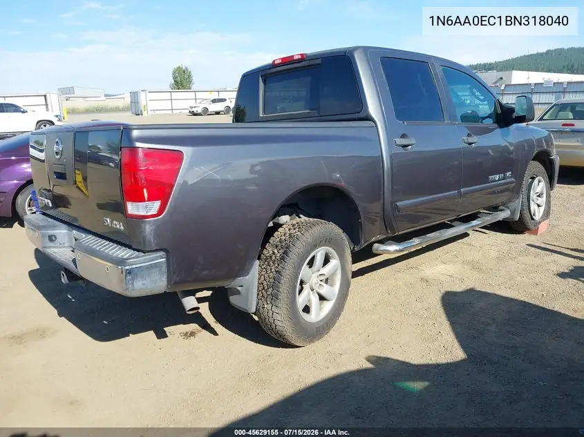 2011 Nissan Titan Sv VIN: 1N6AA0EC1BN318040 Lot: 45629155