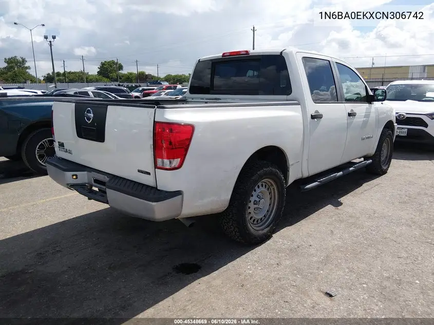 2012 Nissan Titan S VIN: 1N6BA0EKXCN306742 Lot: 45348669