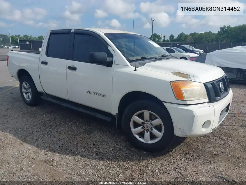 2012 Nissan Titan S VIN: 1N6BA0EK8CN314452 Lot: 45593075