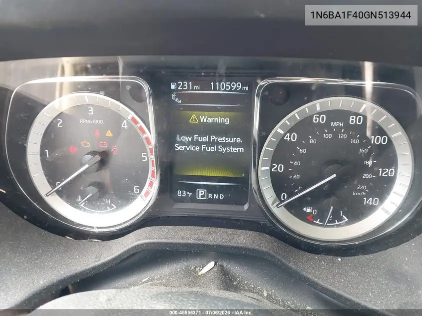 2016 Nissan Titan Xd Platinum Reserve Diesel VIN: 1N6BA1F40GN513944 Lot: 45556371