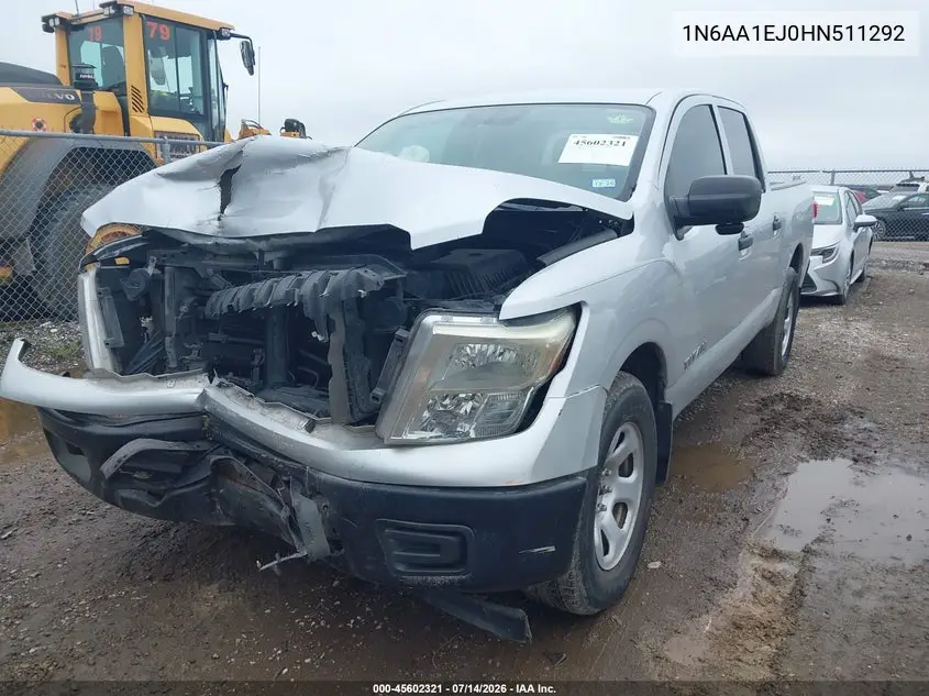 2017 Nissan Titan S VIN: 1N6AA1EJ0HN511292 Lot: 45602321