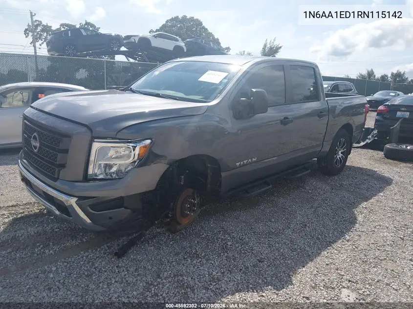2024 Nissan Titan Sv 4X4 VIN: 1N6AA1ED1RN115142 Lot: 45592302