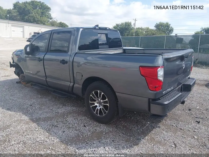 2024 Nissan Titan Sv 4X4 VIN: 1N6AA1ED1RN115142 Lot: 45592302