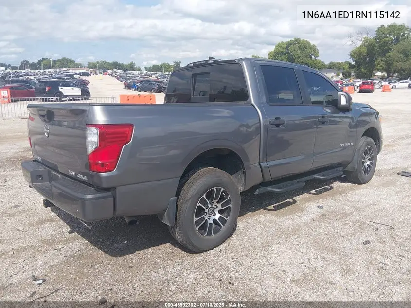 2024 Nissan Titan Sv 4X4 VIN: 1N6AA1ED1RN115142 Lot: 45592302