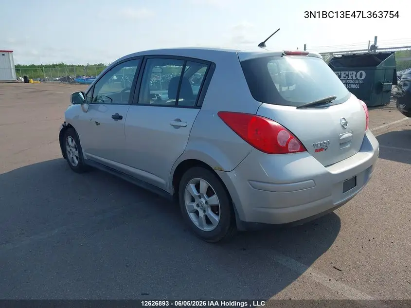 2007 Nissan Versa 1.8S VIN: 3N1BC13E47L363754 Lot: 12626893