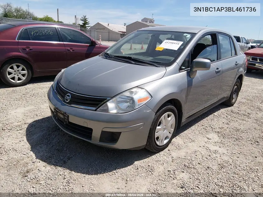 2011 Nissan Versa 1.8S VIN: 3N1BC1AP3BL461736 Lot: 45298934