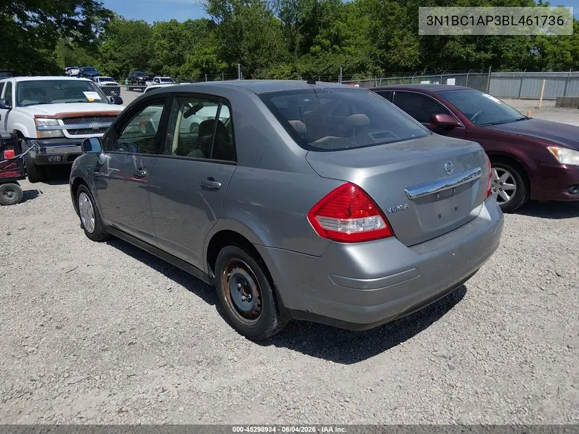 2011 Nissan Versa 1.8S VIN: 3N1BC1AP3BL461736 Lot: 45298934