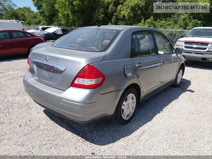 2011 Nissan Versa 1.8S VIN: 3N1BC1AP3BL461736 Lot: 45298934