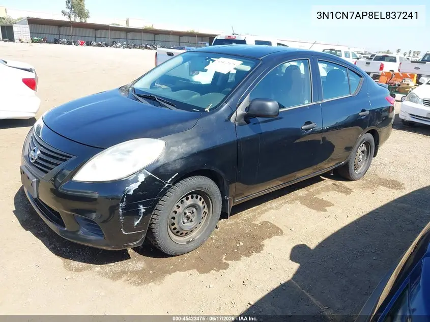 2014 Nissan Versa 1.6 S+ VIN: 3N1CN7AP8EL837241 Lot: 45422475