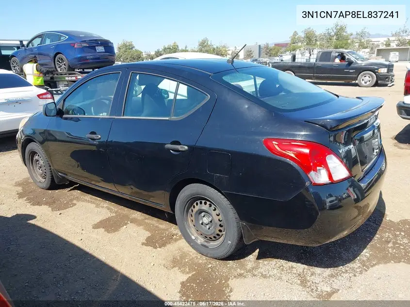 2014 Nissan Versa 1.6 S+ VIN: 3N1CN7AP8EL837241 Lot: 45422475