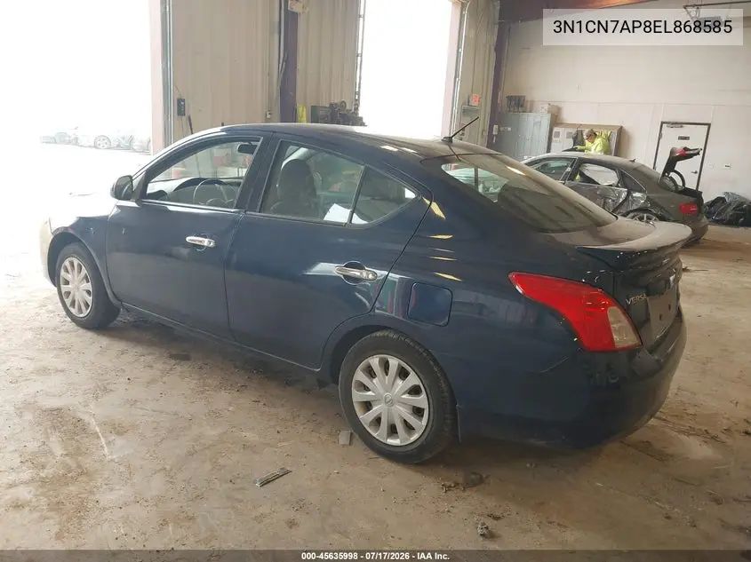 2014 Nissan Versa 1.6 S/1.6 S+/1.6 Sl/1.6 Sv/S VIN: 3N1CN7AP8EL868585 Lot: 45635998
