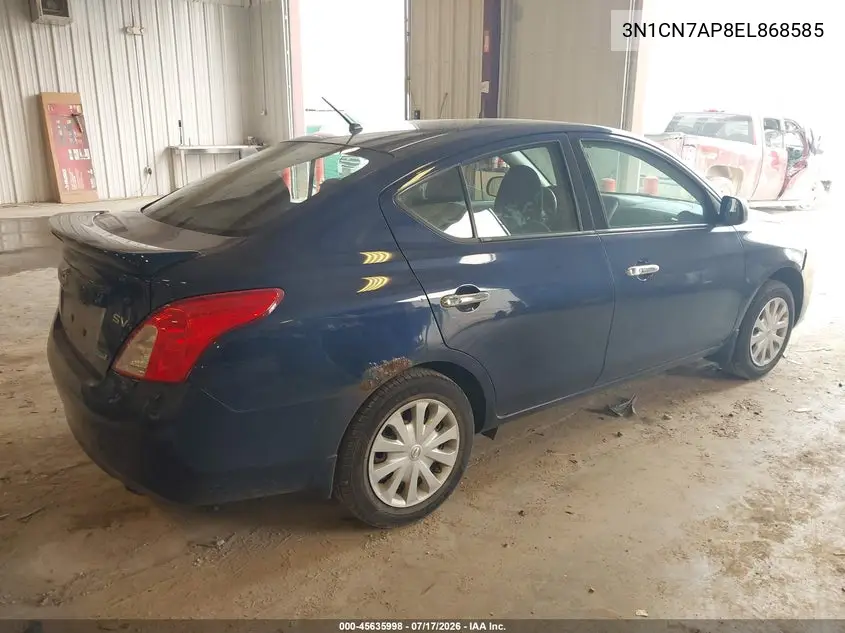 2014 Nissan Versa 1.6 S/1.6 S+/1.6 Sl/1.6 Sv/S VIN: 3N1CN7AP8EL868585 Lot: 45635998