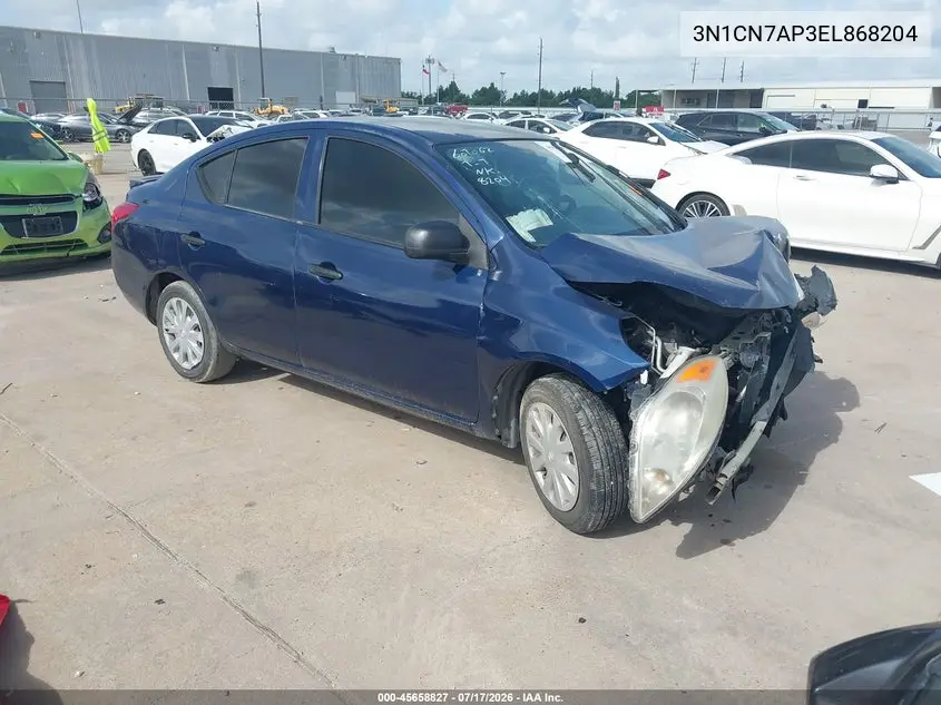 2014 Nissan Versa 1.6 S+ VIN: 3N1CN7AP3EL868204 Lot: 45658827