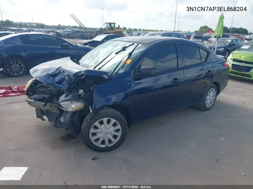2014 Nissan Versa 1.6 S+ VIN: 3N1CN7AP3EL868204 Lot: 45658827