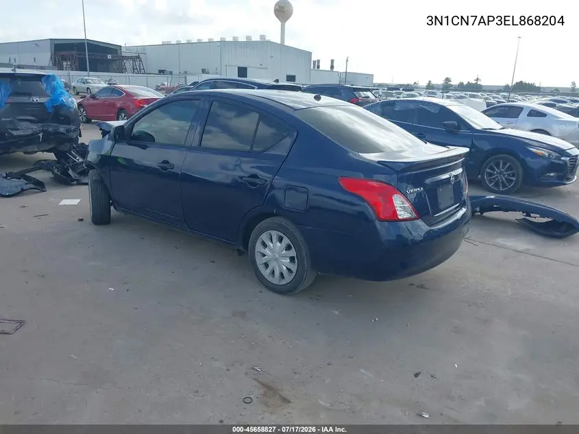 2014 Nissan Versa 1.6 S+ VIN: 3N1CN7AP3EL868204 Lot: 45658827