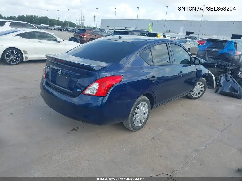2014 Nissan Versa 1.6 S+ VIN: 3N1CN7AP3EL868204 Lot: 45658827