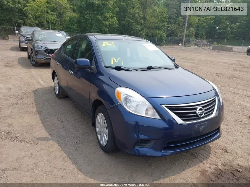 2014 Nissan Versa 1.6 Sv VIN: 3N1CN7AP3EL821643 Lot: 45660925