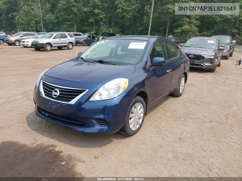 2014 Nissan Versa 1.6 Sv VIN: 3N1CN7AP3EL821643 Lot: 45660925